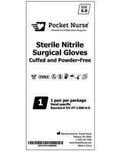 Pocket Nurse® Nitrile Surgical Gloves, Sterile, Size 6