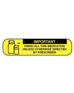 Pharmacy Instruction Label - Finish All Medication